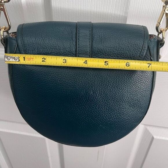 Ora Delphine Small Saddle Bag Emerald Green Pebbled Leather Guitar Strap Crossbo - Picture 11 of 12